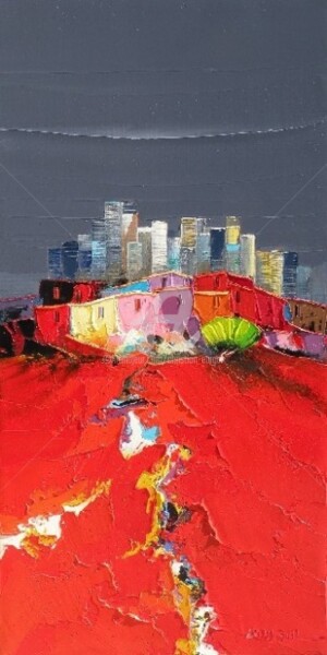 Peinture intitulée "la ville nouvelle" par Christian Eurgal, Œuvre d'art originale