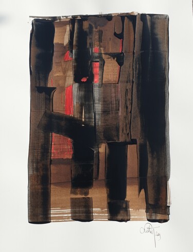 Peinture intitulée "A-10 La ligne rouge…" par Christian Feltin, Œuvre d'art originale, Acrylique