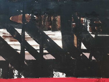 Peinture intitulée "A-6 La ligne rouge" par Christian Feltin, Œuvre d'art originale, Acrylique