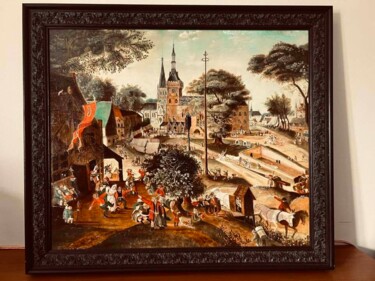 Peinture intitulée "kermesse flamande d…" par Christian Florquin, Œuvre d'art originale, Huile