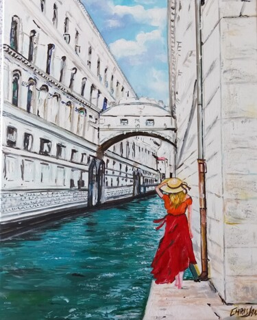 Painting titled "La Fille au Pont de…" by Christian Garnier, Original Artwork, Acrylic