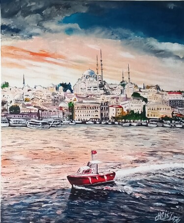 Painting titled "ISTAMBUL" by Christian Garnier, Original Artwork, Acrylic Mounted on Wood Stretcher frame
