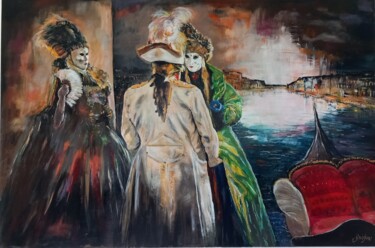 Painting titled "LA FEMME TROMPEE CA…" by Christian Garnier, Original Artwork, Acrylic Mounted on Wood Stretcher frame