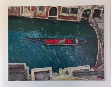 Картина под названием "GONDOLE SUR PETIT C…" - Christian Garnier, Подлинное произведение искусства, Акрил Установлен на Дере…