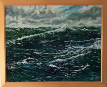 Painting titled "OCEAN ATLANTIQUE SU…" by Christian Garnier, Original Artwork, Acrylic Mounted on Wood Stretcher frame