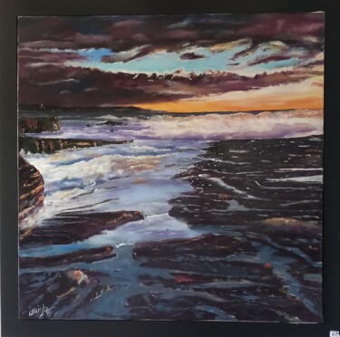 Painting titled "MAREE HAUTE IRLANDE" by Christian Garnier, Original Artwork, Acrylic Mounted on Wood Stretcher frame