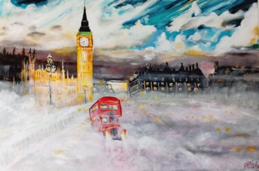 "BROUTLLARD SUR LOND…" başlıklı Tablo Christian Garnier tarafından, Orijinal sanat, Akrilik Ahşap Sedye çerçevesi üzerine mo…