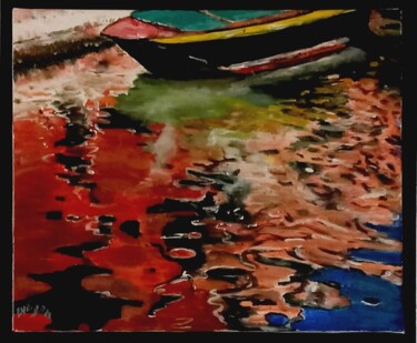 Painting titled "REFLETS MAISONS VEN…" by Christian Garnier, Original Artwork, Acrylic