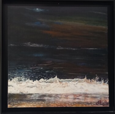 Painting titled "NUIT" by Christian Garnier, Original Artwork, Acrylic Mounted on Wood Stretcher frame