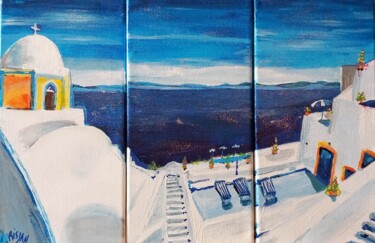 Painting titled "CYCLADES" by Christian Garnier, Original Artwork, Acrylic Mounted on Wood Panel