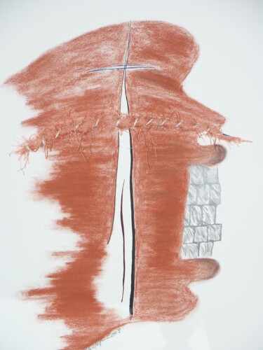 Disegno intitolato "l'Homo di Cagna" da Christian Gaufreteau, Artiste-Jardinier, Opera d'arte originale, Gesso