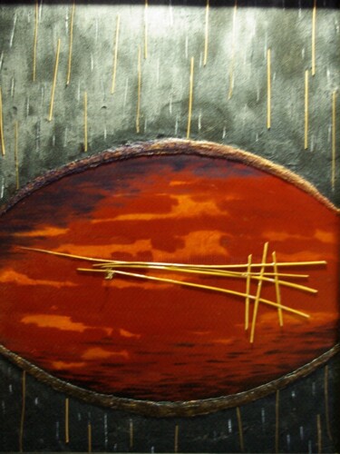 Painting titled "Nocturne" by Christian Gaufreteau, Artiste-Jardinier, Original Artwork, Pigments Mounted on Wood Panel