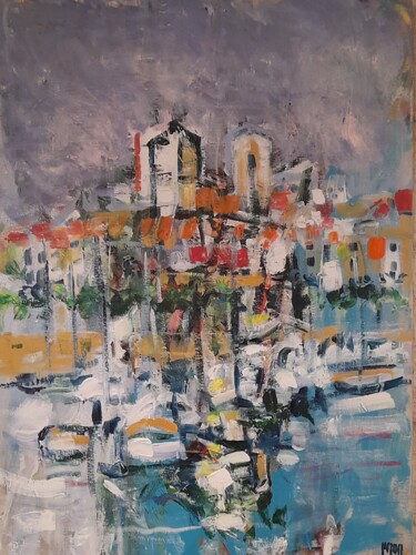 Painting titled "Antibes, le port" by Christian Gicquel, Original Artwork, Acrylic