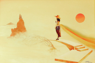 Malarstwo zatytułowany „One step in wonderl…” autorstwa Christian Girault, Oryginalna praca, Olej Zamontowany na Drewniana r…
