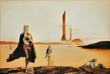 「Judith comin'back t…」というタイトルの絵画 Christian Giraultによって, オリジナルのアートワーク, オイル ウッドストレッチャーフレームにマウント