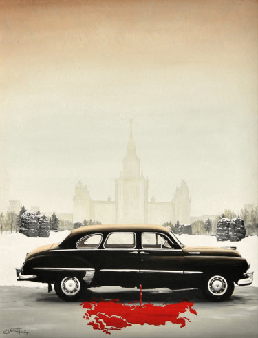 Malerei mit dem Titel "Soviet supreme" von Christian Girault, Original-Kunstwerk, Öl Auf Keilrahmen aus Holz montiert