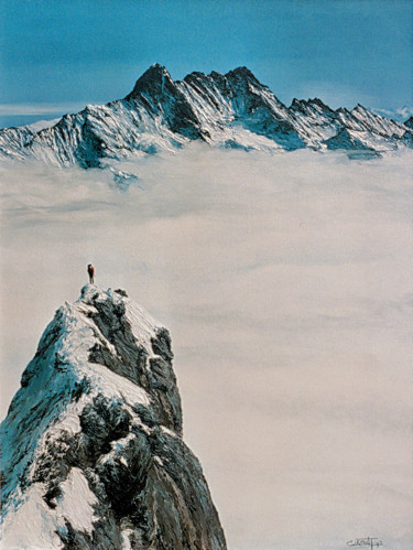Peinture intitulée "Eigerwand" par Christian Girault, Œuvre d'art originale, Huile