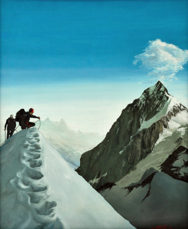 Painting titled "Summit deliverance" by Christian Girault, Original Artwork, Oil
