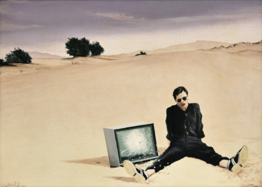 Schilderij getiteld "Too much informatio…" door Christian Girault, Origineel Kunstwerk, Olie Gemonteerd op Karton