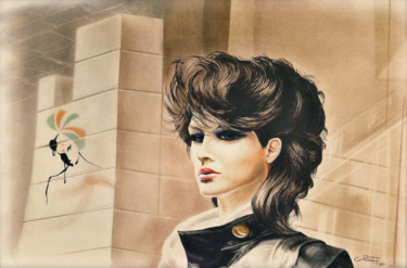 Картина под названием "Woman surviving to…" - Christian Girault, Подлинное произведение искусства, Пастель Установлен на кар…