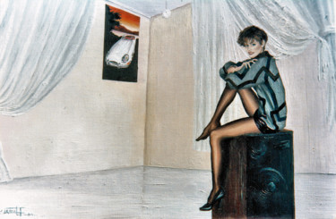 Картина под названием "Jaguar girl" - Christian Girault, Подлинное произведение искусства, Масло