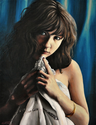 Painting titled "It isn't Nathalie B…" by Christian Girault, Original Artwork, Oil Mounted on Cardboard