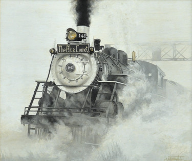Painting titled "Locomotive breath" by Christian Girault, Original Artwork, Oil