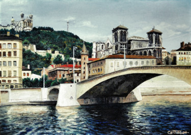 Painting titled "Around river Rhône" by Christian Girault, Original Artwork, Oil