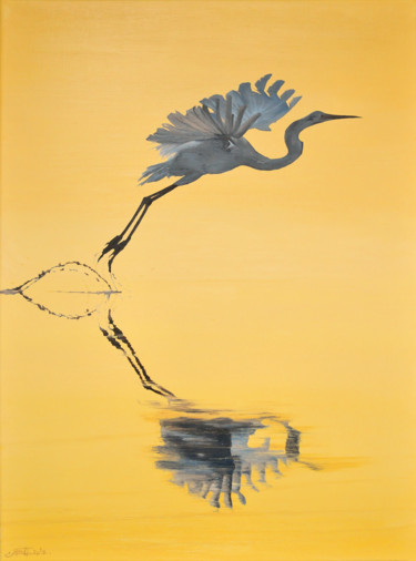 Malerei mit dem Titel "Like a feather" von Christian Girault, Original-Kunstwerk, Öl