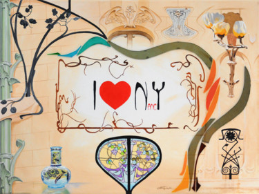 Pittura intitolato "I ♥ NancY" da Christian Girault, Opera d'arte originale, Olio