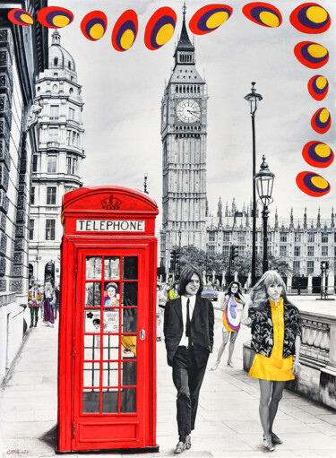 Картина под названием "Swinging London" - Christian Girault, Подлинное произведение искусства, Масло