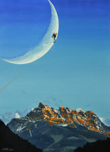 Painting titled "Dents du Midi (Crag…" by Christian Girault, Original Artwork, Oil