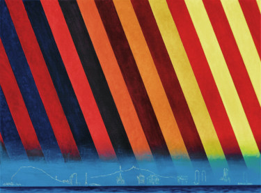 Картина под названием "Barcelona (The abst…" - Christian Girault, Подлинное произведение искусства, Масло Установлен на Дере…