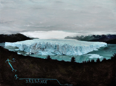 Painting titled "Perito Moreno (Save…" by Christian Girault, Original Artwork, Oil Mounted on Wood Stretcher frame