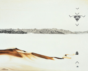 Malerei mit dem Titel "The unfolded mirage" von Christian Girault, Original-Kunstwerk, Öl Auf Keilrahmen aus Holz montiert