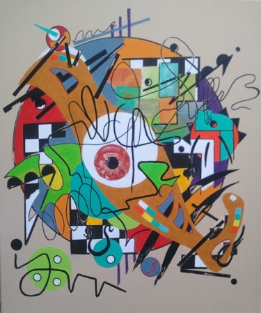Painting titled "abstraction géométr…" by Christian Grezel, Original Artwork, Acrylic