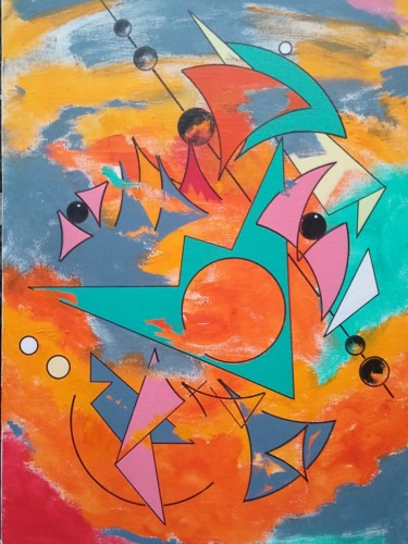 Painting titled "composition 15" by Christian Grezel, Original Artwork, Acrylic