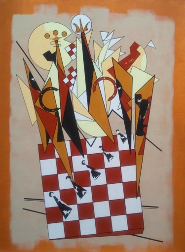 Painting titled "Composition stratég…" by Christian Grezel, Original Artwork, Acrylic