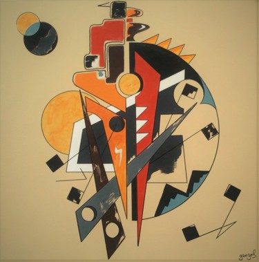 Painting titled "abstraction géométr…" by Christian Grezel, Original Artwork, Acrylic