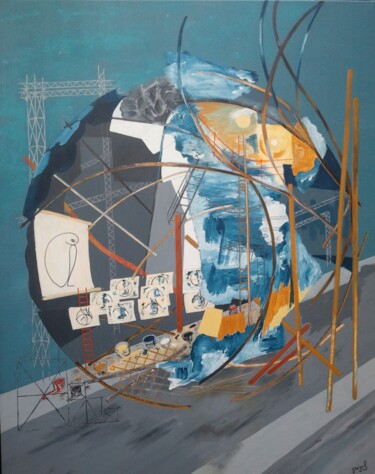 Peinture intitulée "Sphère du createur" par Christian Grezel, Œuvre d'art originale, Acrylique