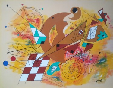 Peinture intitulée "Abstraction géométr…" par Christian Grezel, Œuvre d'art originale, Acrylique