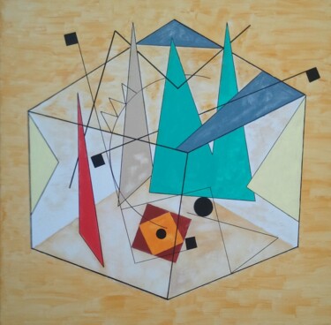 Pintura titulada "Abstraction géométr…" por Christian Grezel, Obra de arte original, Acrílico Montado en Bastidor de camilla…