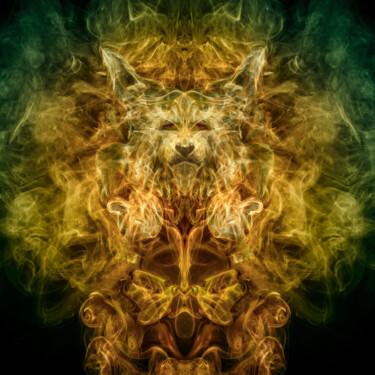 Digital Arts titled "WOLF (1/30)" by Christian Houeix, Original Artwork, Digital Painting Mounted on Aluminium