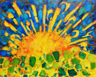 Peinture intitulée "Grand Soleil" par Christian Hunziker, Œuvre d'art originale, Huile
