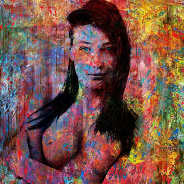 Arts numériques intitulée "Carla Bruni" par Christian Lange, Œuvre d'art originale, Peinture numérique Monté sur Aluminium