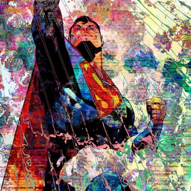 Arts numériques intitulée "Superman" par Christian Lange, Œuvre d'art originale, Peinture numérique Monté sur Aluminium