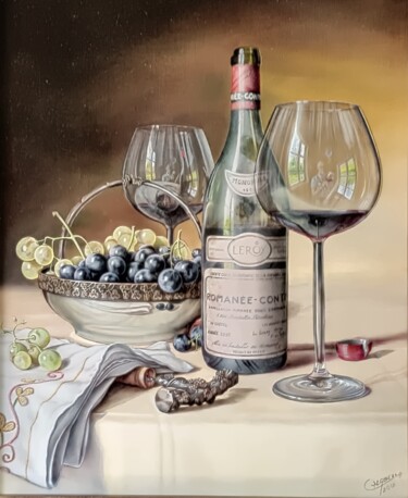 Painting titled ""Romanée-Conti 2000…" by Christian Labelle, Original Artwork, Oil Mounted on Wood Stretcher frame