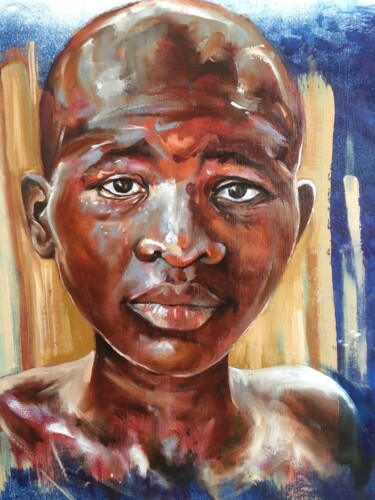 Peinture intitulée "Togo. Orphelinat de…" par Christian Lartaud (Christian Gavots), Œuvre d'art originale, Huile
