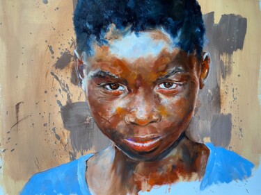 Pintura intitulada "Jeunesse du Burkina…" por Christian Lartaud (Christian Gavots), Obras de arte originais, Óleo