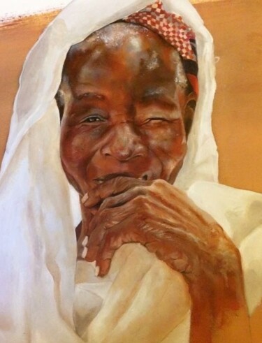 Schilderij getiteld "Femme du Burkina Fa…" door Christian Lartaud (Christian Gavots), Origineel Kunstwerk, Olie